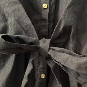 Indigo Blue Linen Tie Dress - L - J.Jill